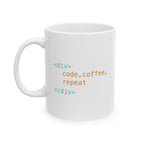 code, coffee, repeat - developer mug