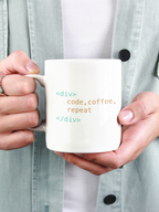 code, coffee, repeat - developer mug